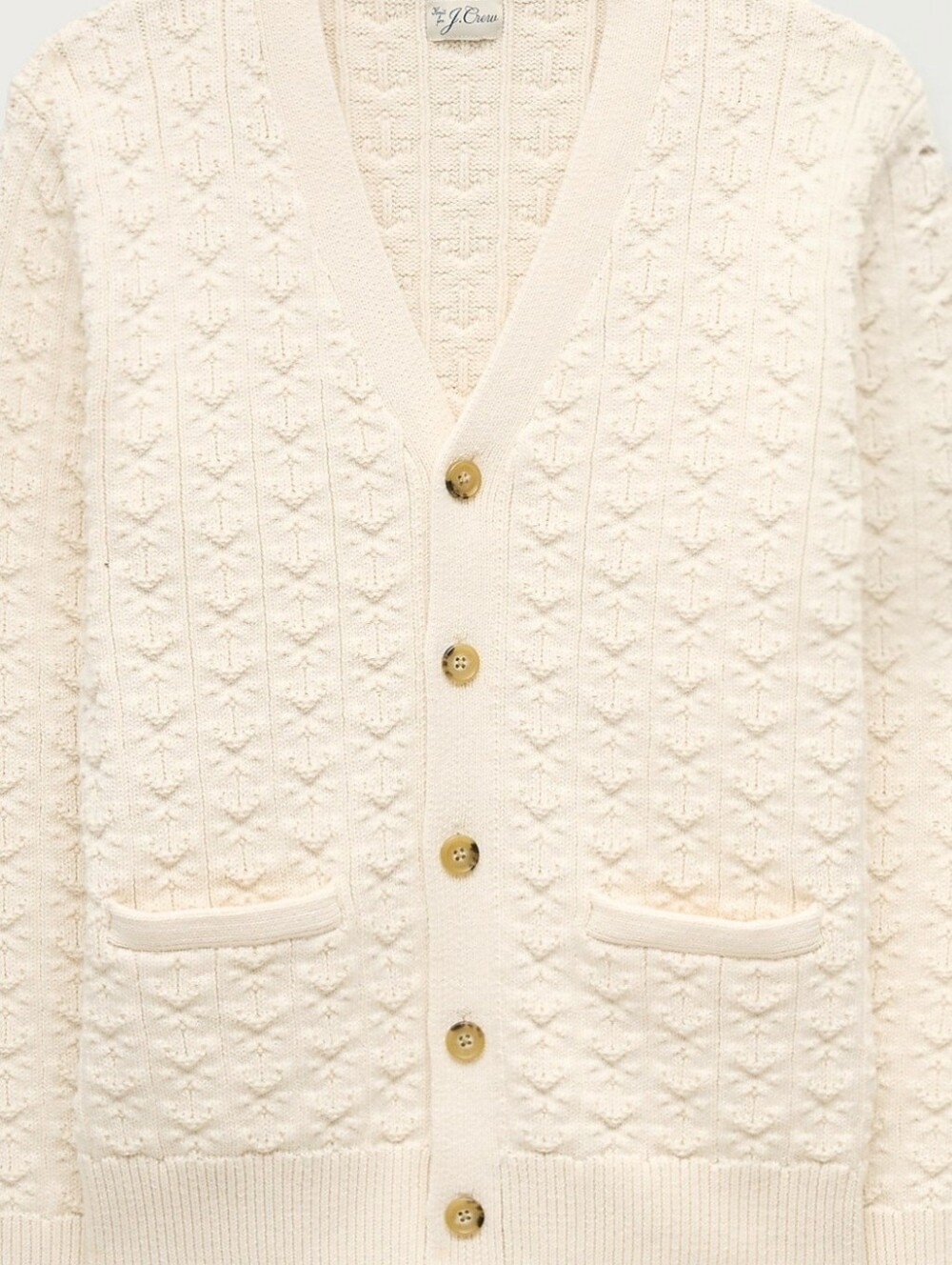 Cotton anchor-knit V-neck cardigan